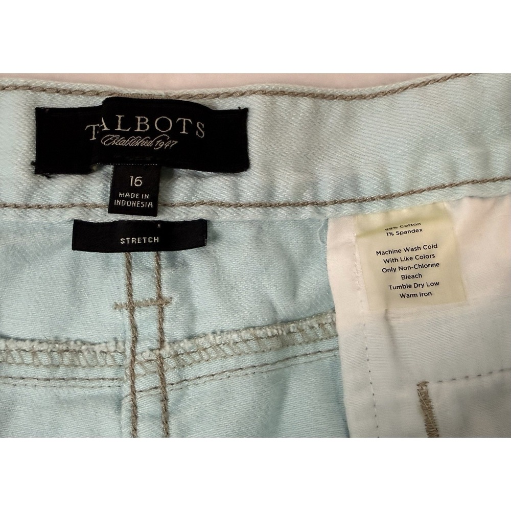 Talbots Mint Green Capri Pants Sz 16 Stretch Cotton Ankle Casual Career - Picture 5 of 8